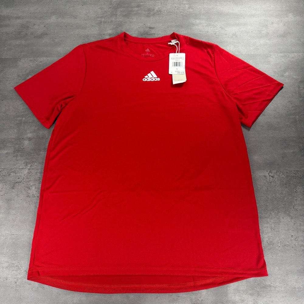 Adidas T-Shirt‎ Mens Large Red Aeroready SS Pregame Gym Workout Performance Tee